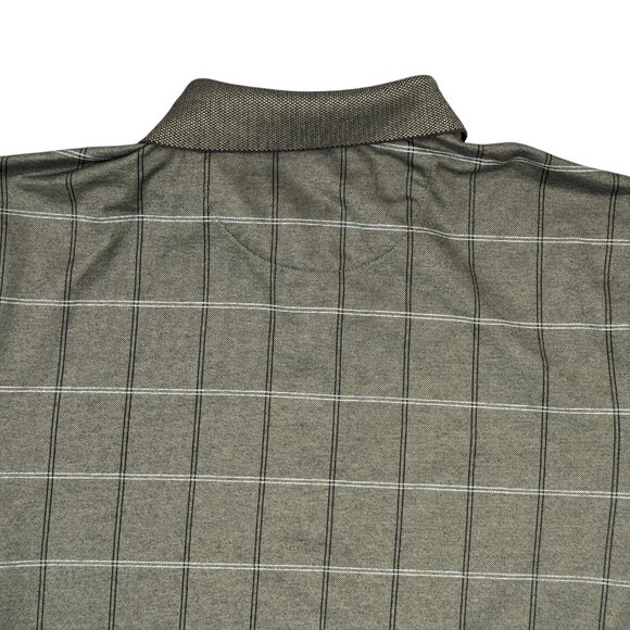 Van Heusen Polo Shirt Mens M Green Windowpane Check Short Sleeve Golf Casual - Picture 8 of 10
